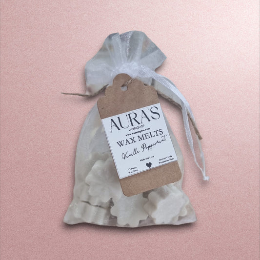 Vanilla Peppermint Flower Shape Wax Melts in Organza Bag - Auras Workshop Auras Workshop