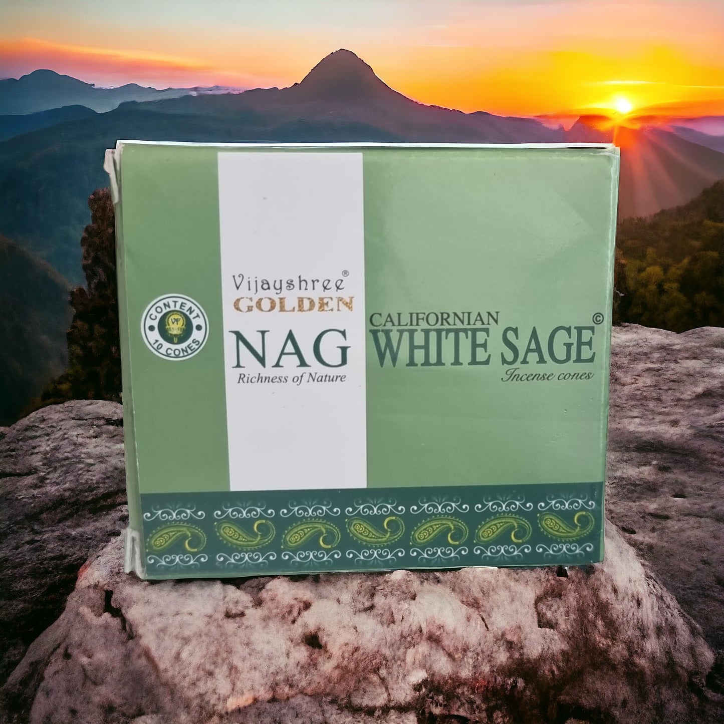 Vijayshree Golden Nag Californian White Sage Incense Cones - Auras Workshop Auras Workshop