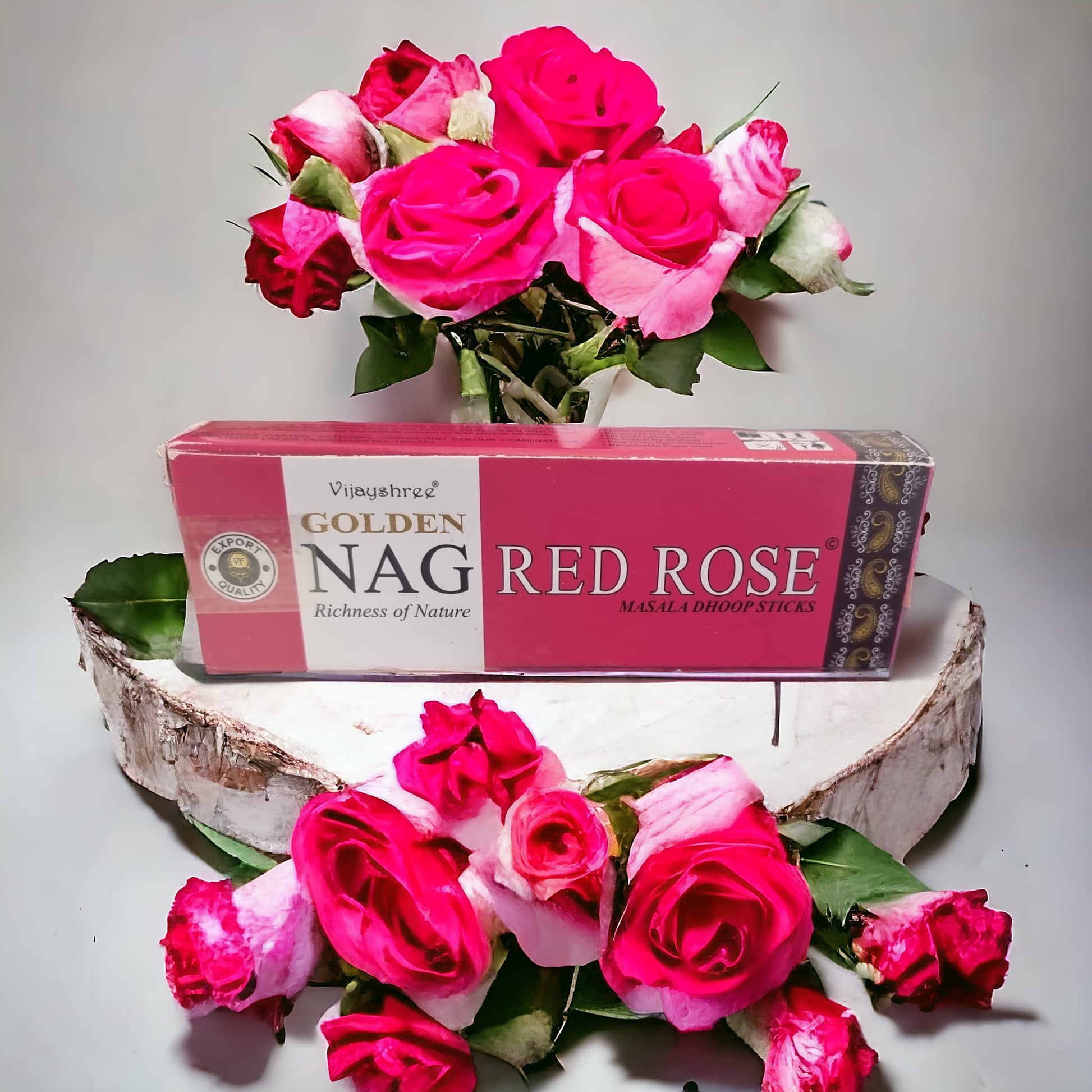 Vijayshree Golden Nag Red Rose Scent Masala Dhoop Sticks - Auras Workshop Auras Workshop