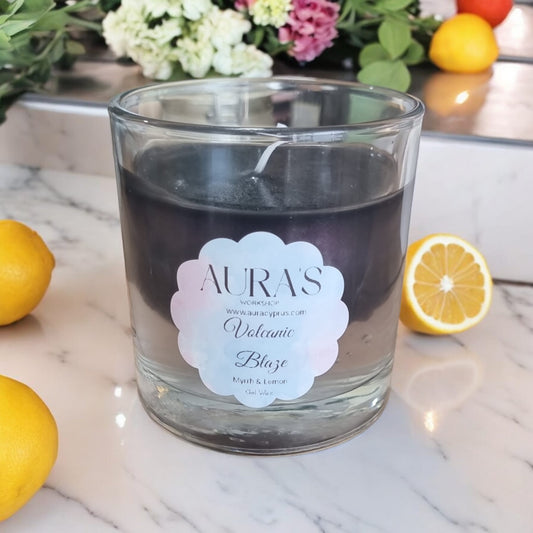 Volcanic Blaze Gel Wax Candle Myrrh & Lemon Scented - Auras Workshop Auras Workshop