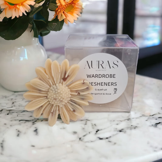 Wardrobe Fresheners x4 Flower Shape Grapefruit, Bergamot & Rose Scent - Auras Workshop Auras Workshop