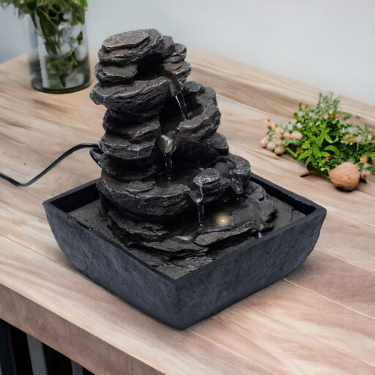 Tranquil Rock Water Fountain with LED Light - Auras Workshop  -  Home Decor -   - Cyprus & Greece