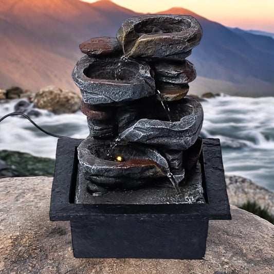 Tranquil Rock Water Fountain with LED Light - LARGE