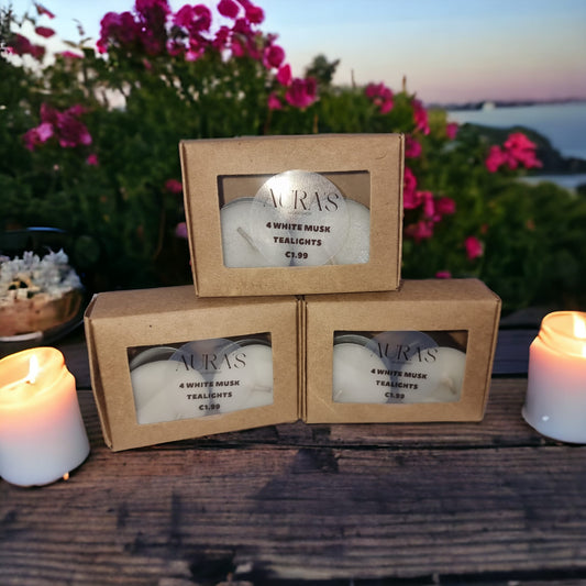 White Musk Tealights - Set of 4 - Auras Workshop Auras Workshop