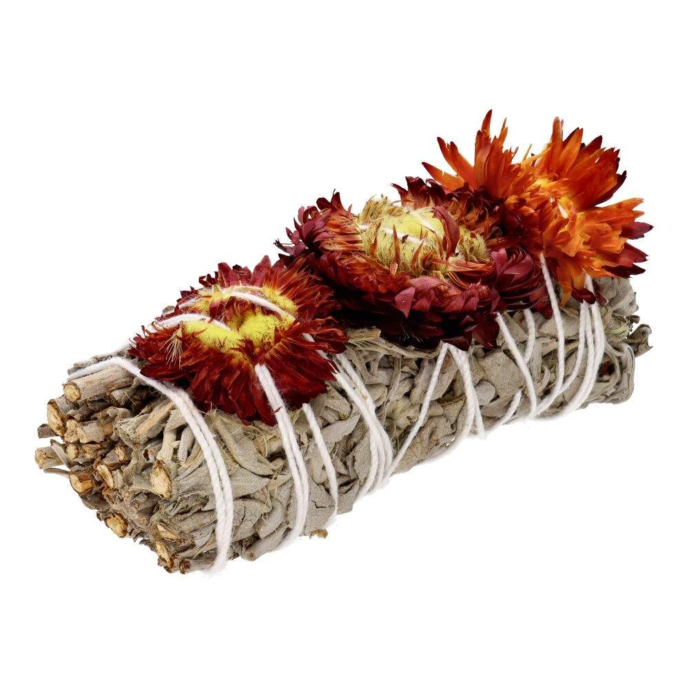 White Sage with Immortelle Flower Smudge Stick – Cleansing, Positivity & Spiritual Ritual - Auras Workshop Auras Workshop