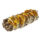 White Sage with Yellow Sinuata Flowers – Cleansing 10cm Smudge Stick - Auras Workshop Auras Workshop