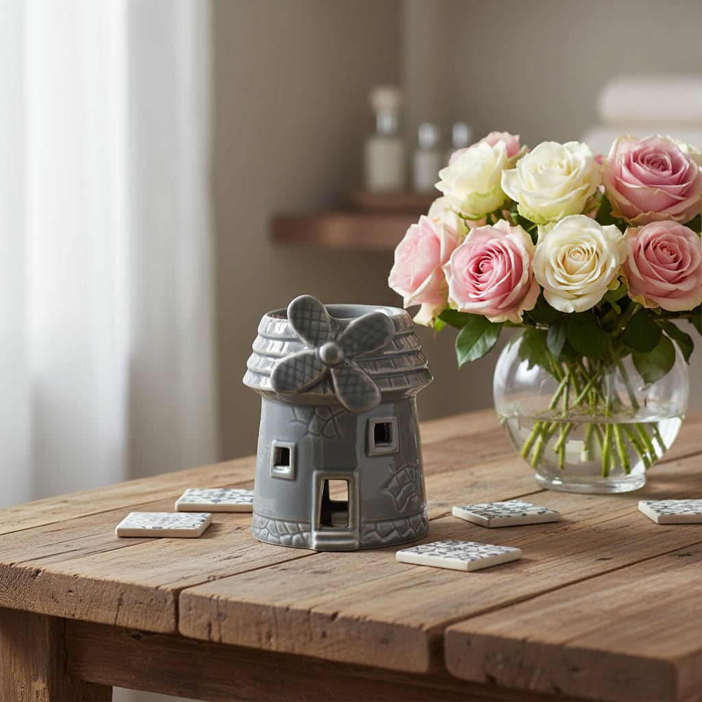 Windmill Oil & Wax Burner – Grey - Auras Workshop Auras Workshop