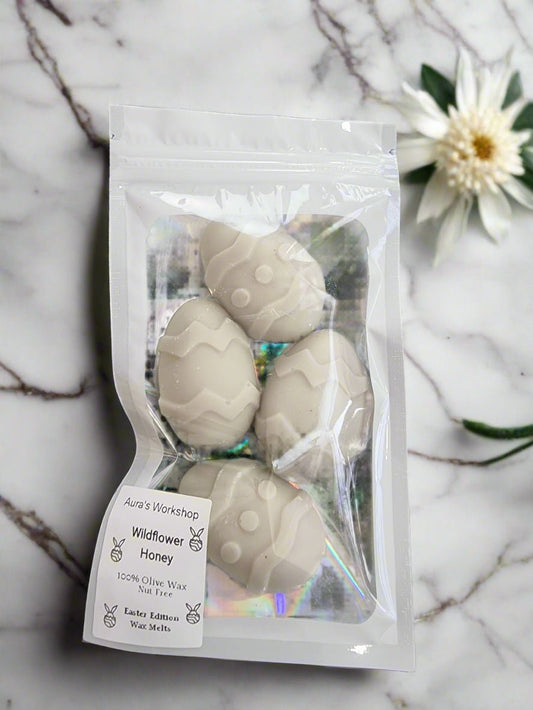 X4 Easter Egg - Shaped Wildflower Honey Wax Melts – 100% Olive Wax (Nut - Free) – Easter Edition 🐣🍯🌸 - Auras Workshop Auras Workshop