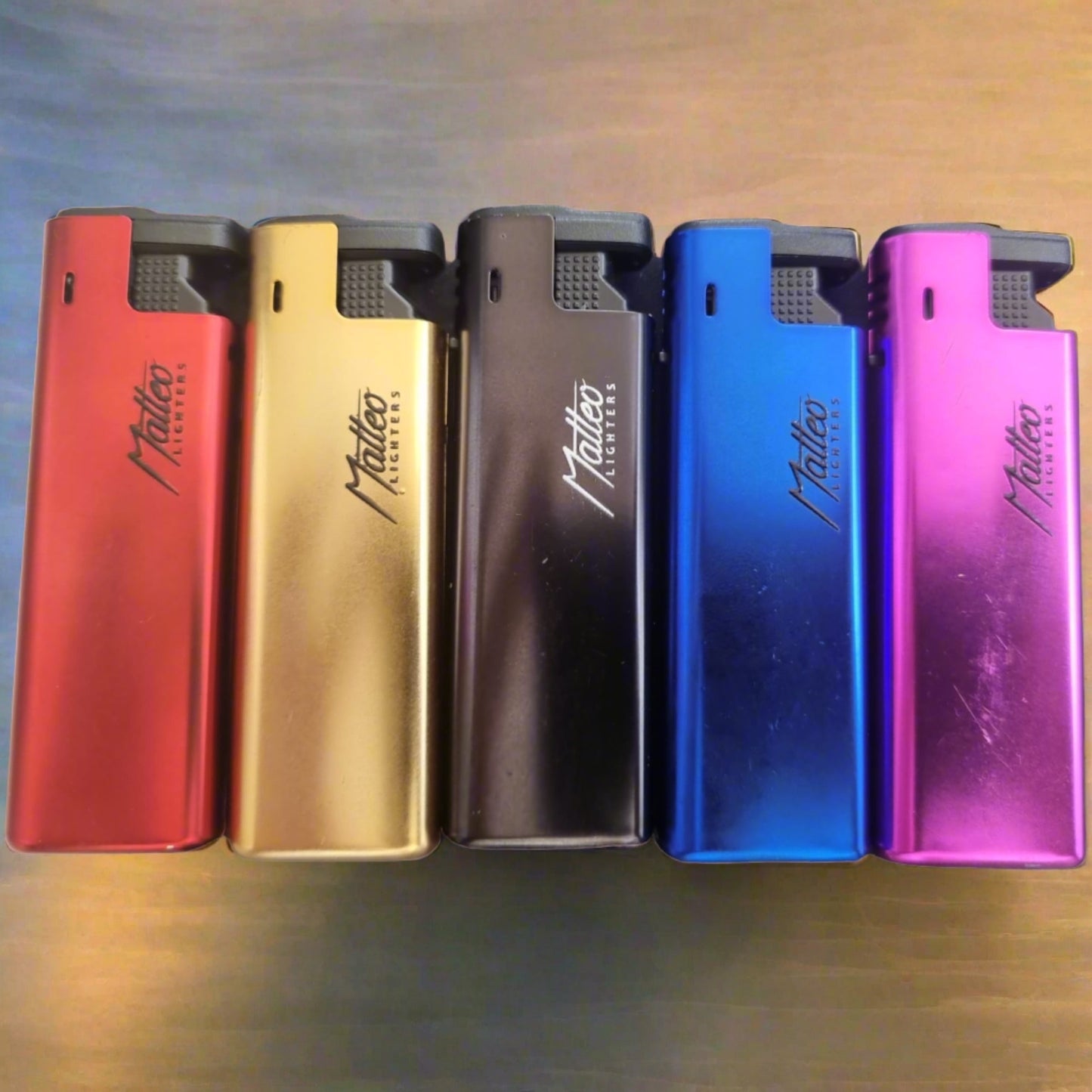 x5 Jet Lighter Set Vibrant Metal Shiny Case Style - Auras Workshop Auras Workshop