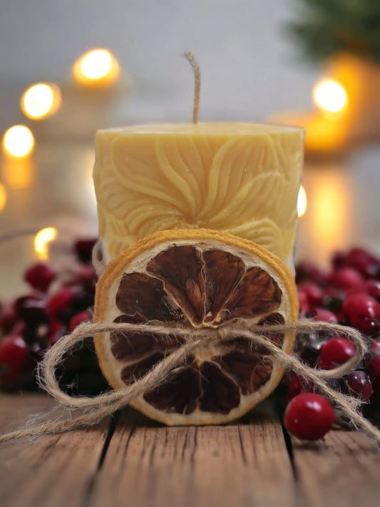 Lemon and Vanilla Scent Pillar Candle - Auras Workshop  -  Pillar Candle -   - Cyprus & Greece